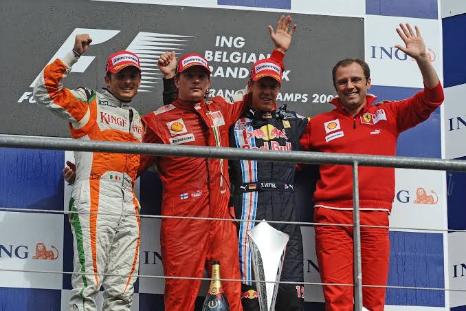 TheF1Circus's tweet photo. After going through 29 races without scoring points, Force India won their first Formula One world championship points and podium place when Giancarlo Fisichella finished second in the 2009 Belgian Grand Prix
#f1 #FormulaOne #BelgianGP #ForceIndia https://t.co/HeYwuvphve