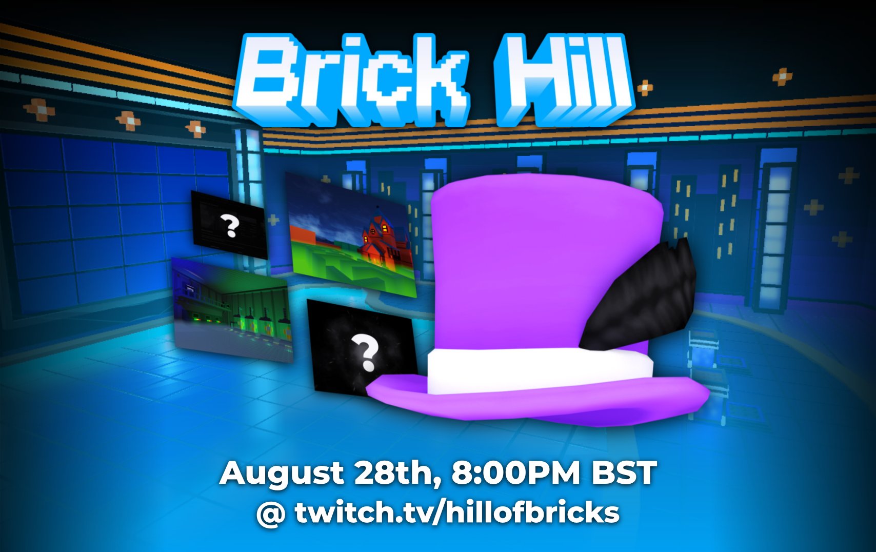 Brick Hill on X: Brick Hill's Updates stream is live next Saturday! Make  sure to tune in for information on what's coming to Brick Hill including  site updates, new merchandise, client news