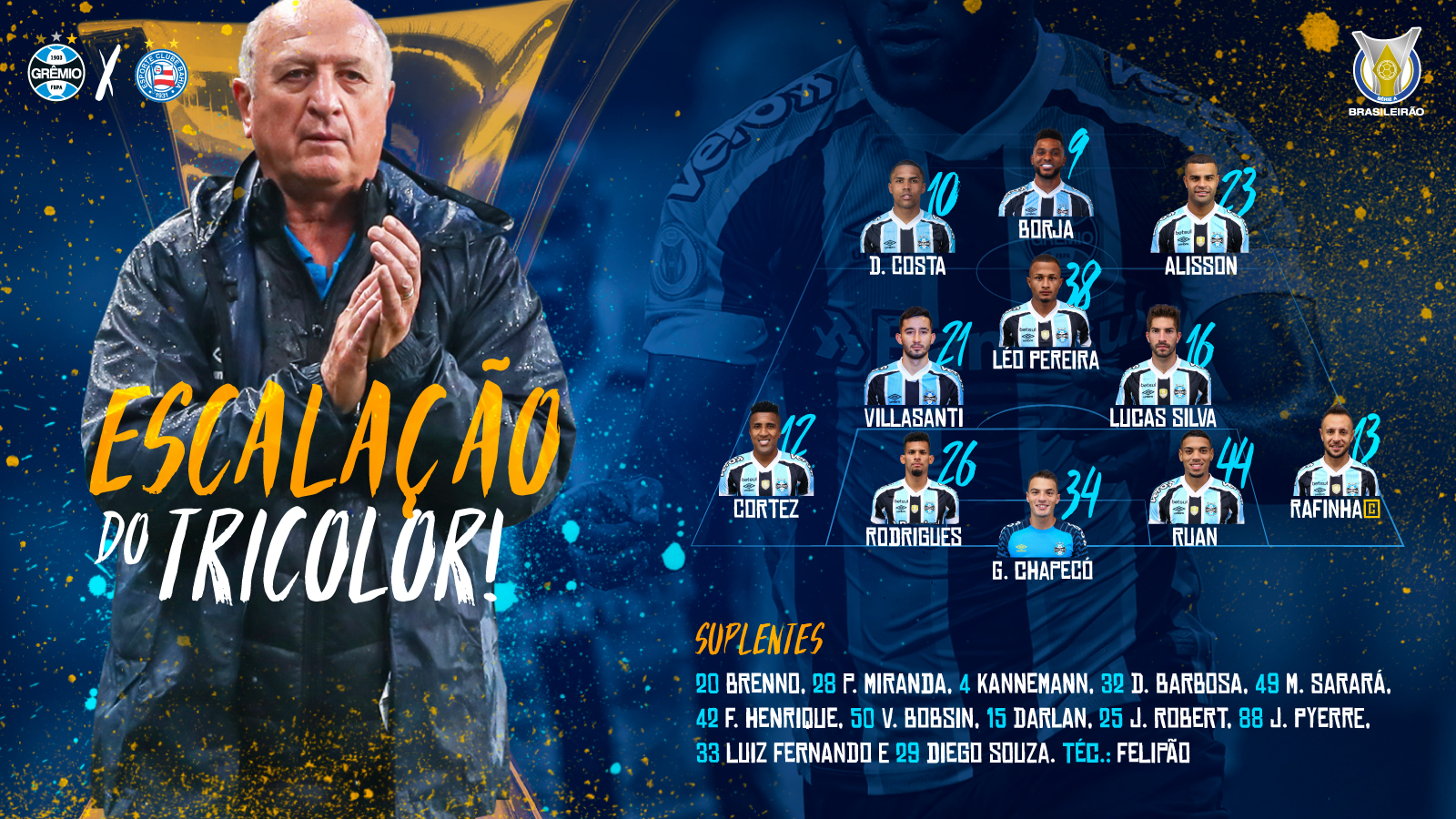 Grêmio FBPA - 📋ESCALAÇÃO DO TRICOLOR! 🇪🇪 #GEBxGRE