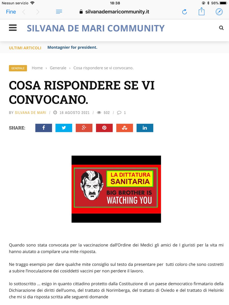 SilvioMarinoSan's tweet photo. Cosa consiglia ⁦@Silvana_demari⁩ nel caso foste convocati per l’ inoculazione https://t.co/cYqXjkAksK