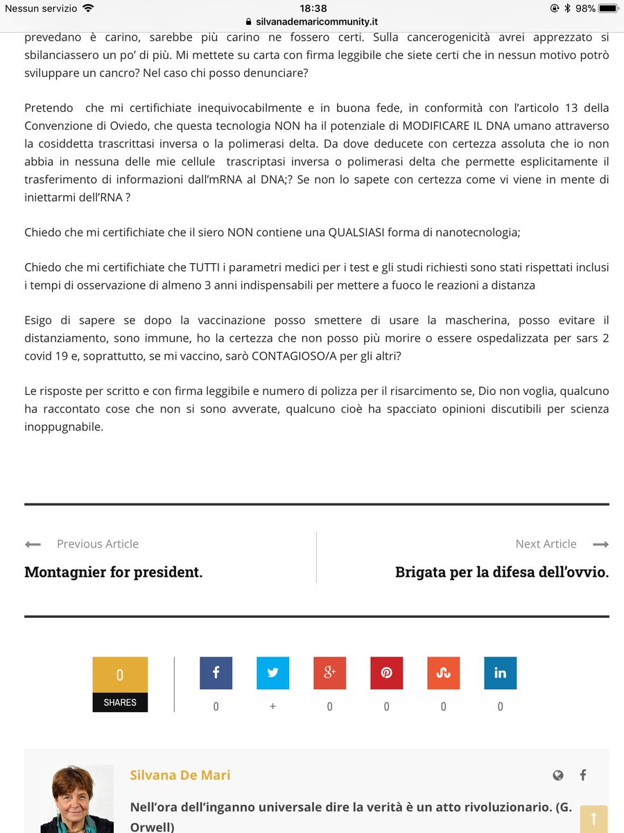 SilvioMarinoSan's tweet photo. Cosa consiglia ⁦@Silvana_demari⁩ nel caso foste convocati per l’ inoculazione https://t.co/cYqXjkAksK