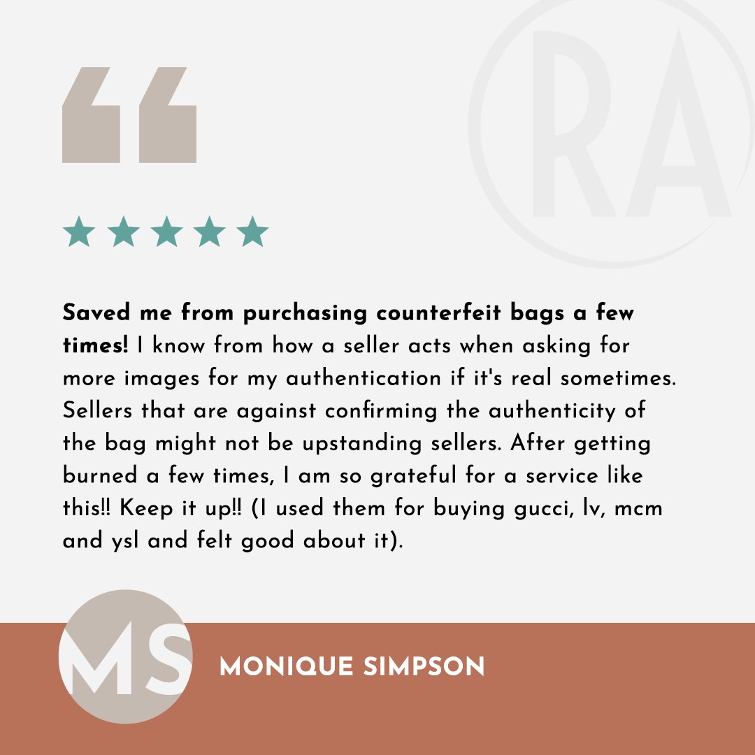 real_auth's tweet photo. We ♥️ hearing about our customers' experience. 

At Real Authentication we pride ourselves on providing a thorough and easy-to-use service. 

Don’t fall victim to purchasing a counterfeit item; authenticate first, with Real Authentication.

#realauthentication #realisbetter https://t.co/EnaRsmkgP7