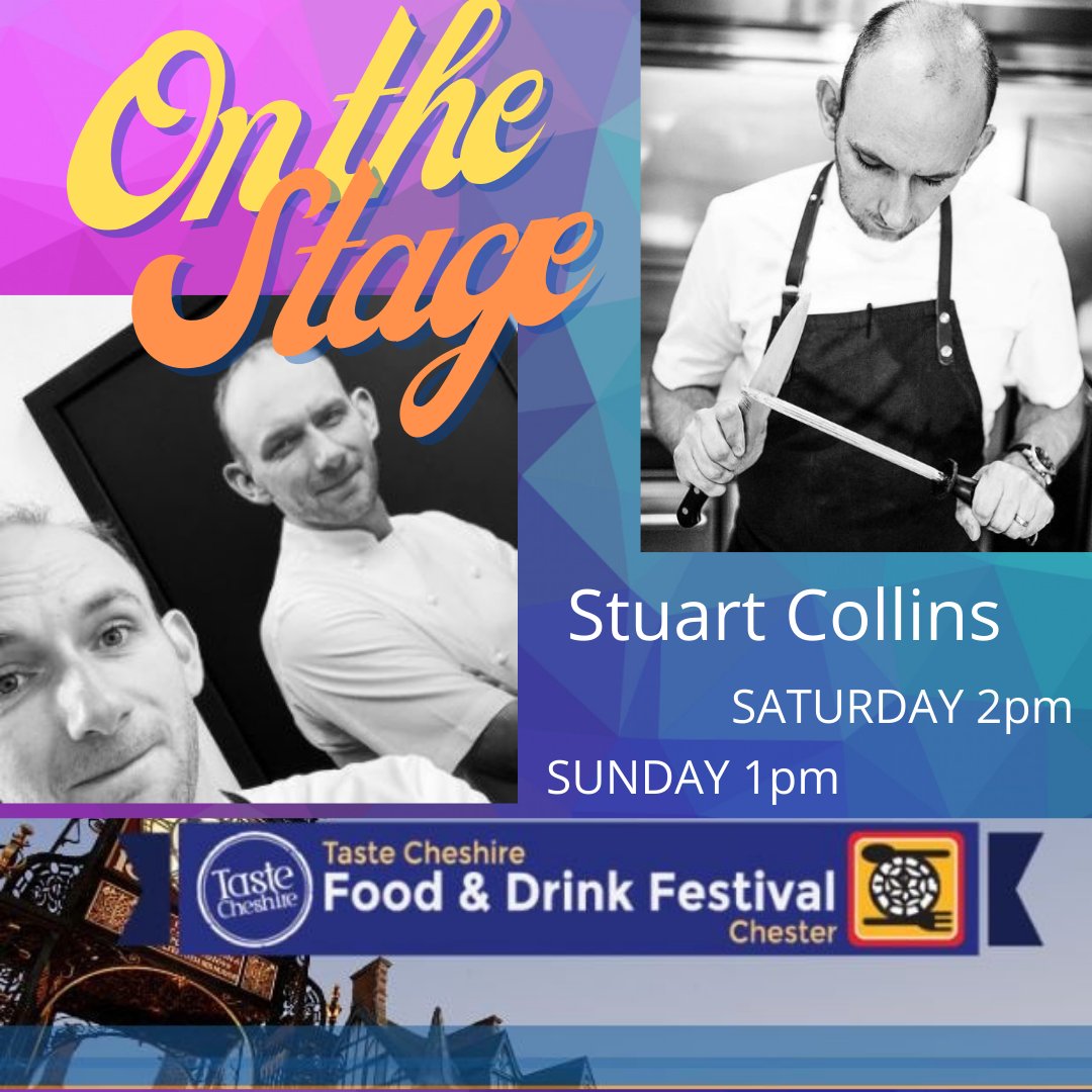 You may know him from the Great British Menu. But to us he's super star local chef Stuart Collins, our friend and incredible local food champion.
We cannot wait to have him on our stage once again!
(*Sunday appearance with legendary Chef Brian Mellor)
chesterfoodanddrink.co.uk
