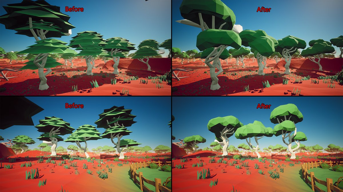 2bit_studios's tweet photo. Trying out a little redesign of the trees. Thoughts?

#screenshotsaturday #planetation #ue4
#indiegame #gamedev #lowpoly https://t.co/BTTooZHXkQ