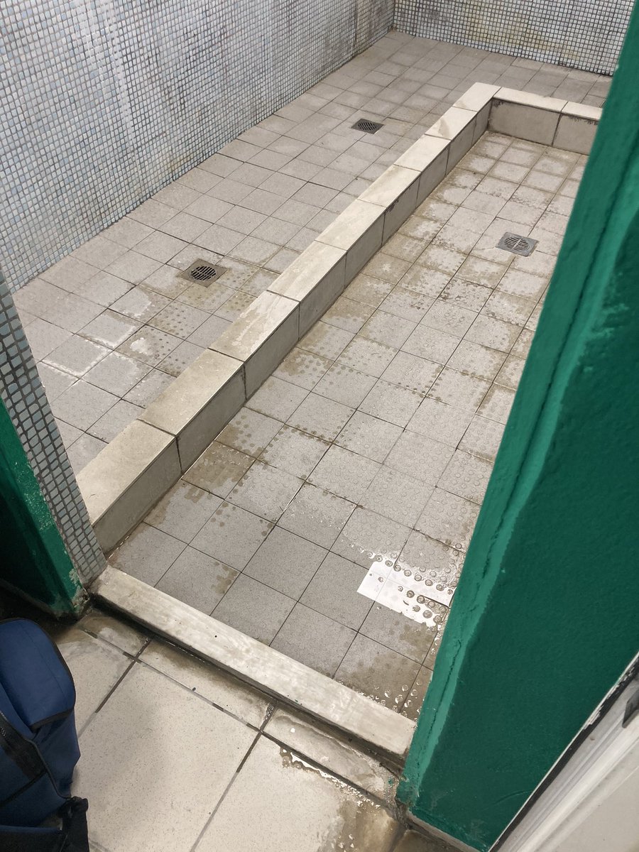 ksteng12's tweet photo. Dear title 9, I’m not quite sure a men’s champion’s league team would like to shower here. Sincerely, a girl thankful for sandals. #equalpayequalplay https://t.co/eWkJebOKCl