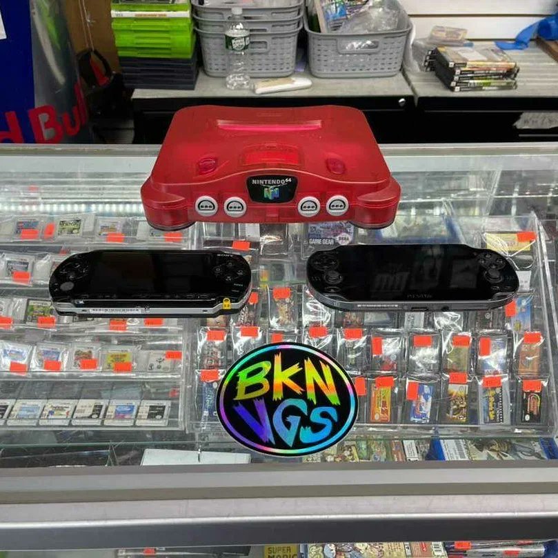 bklynvideogames's tweet photo. Small traded-in #n64 #funtasticwatermelonred #psvita #vita #psp1000 #psp #n64system #handhelds #retroshop #brooklynvideogames https://t.co/fsJWdtvP9m