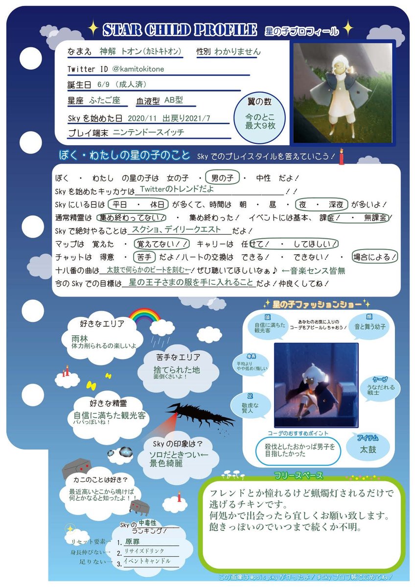 ＳＫＹ プロフィール一読要ページ skyプロフ帳