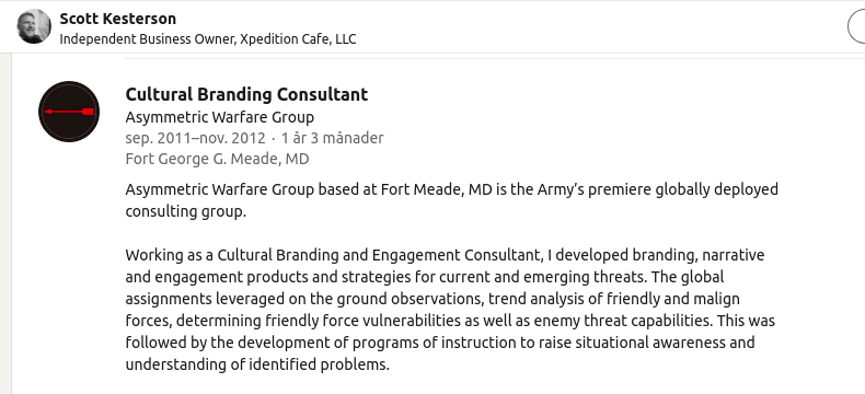jakobravner's tweet photo. Just noted that Mr Kesterson updated this Linkedin and now under plays his work at AWG. Even the dates he worked there is wrong now. Wonder why...
And BardsFM had it's own filmteam at the Hill, at the tunnel fight. Nothing published...
#SeditionForce https://t.co/l32gIyNNg5