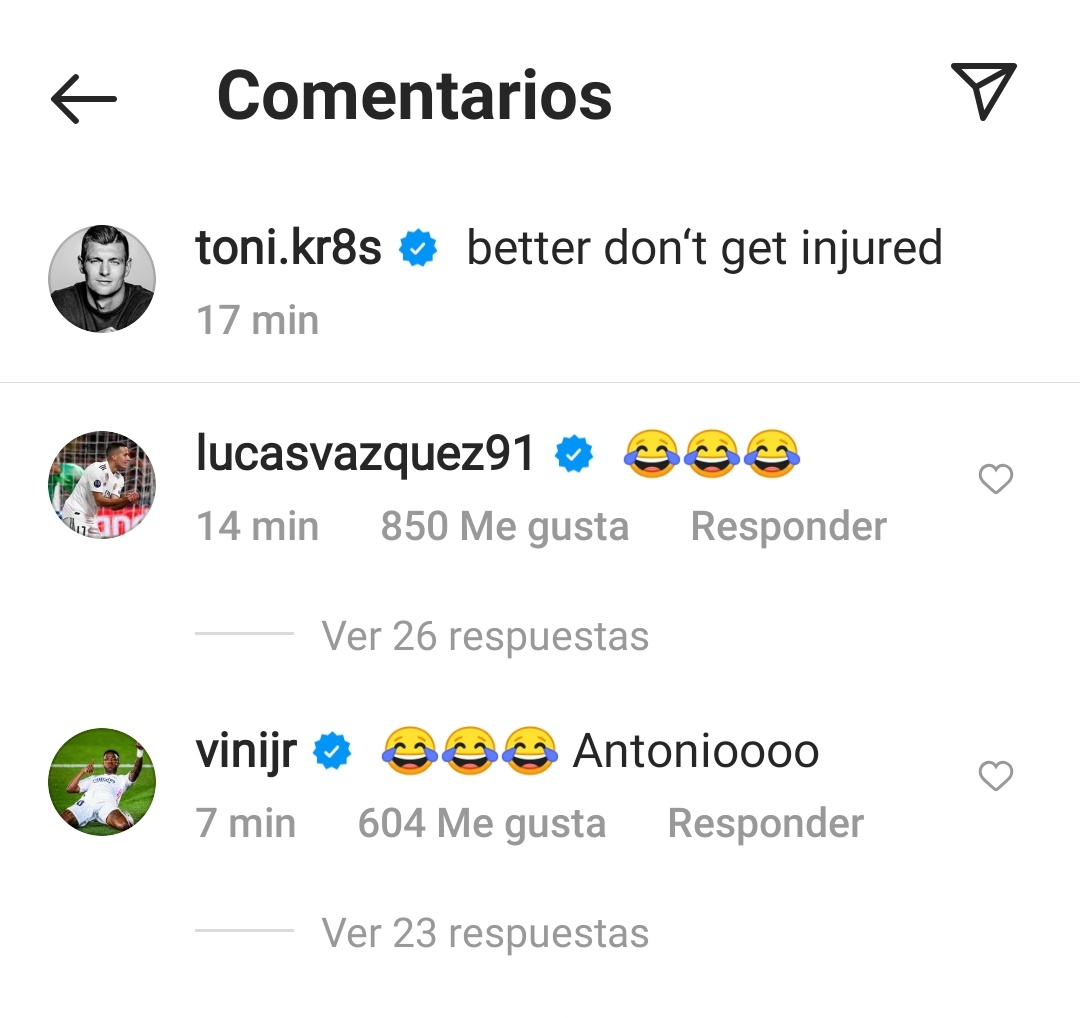 AdriRM33's tweet photo. Toni Kroos en Instagram. 😂 https://t.co/6p5uTtFDe5