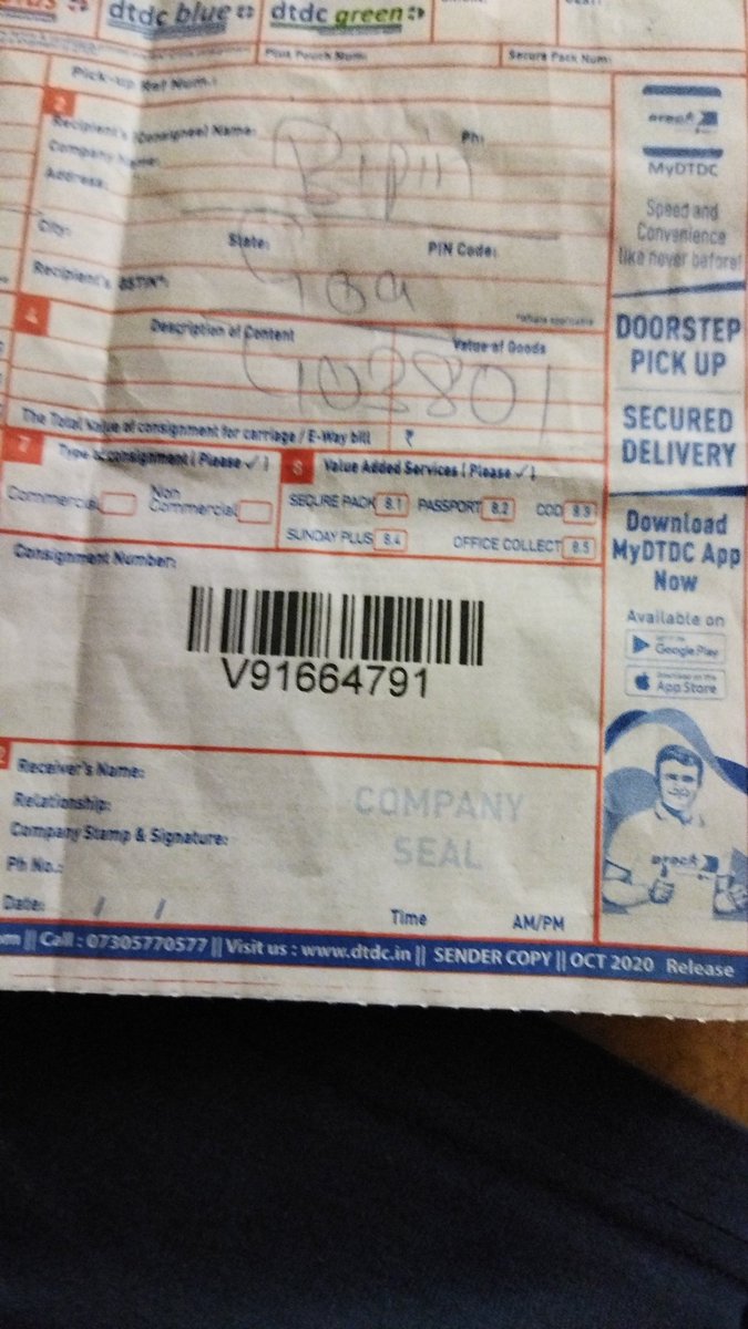 sanjeevsinghpt's tweet photo. @DTDCIndia your express consignments are committed to reach in 48 hours in domestic destination, but my consignments didn't reach in 96 hours https://t.co/gDIjYLa7Dy