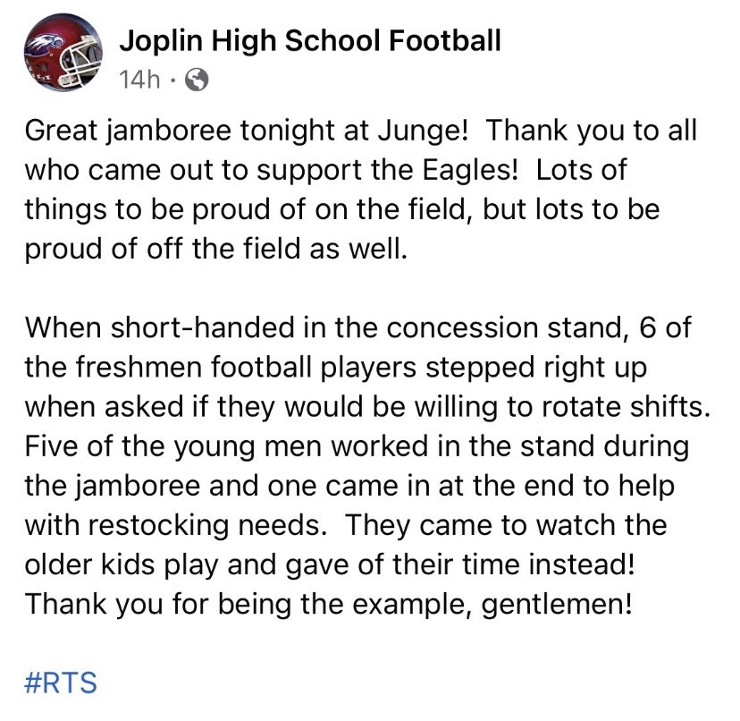 Grateful for football players who stepped up! #RTS #GoEagles
