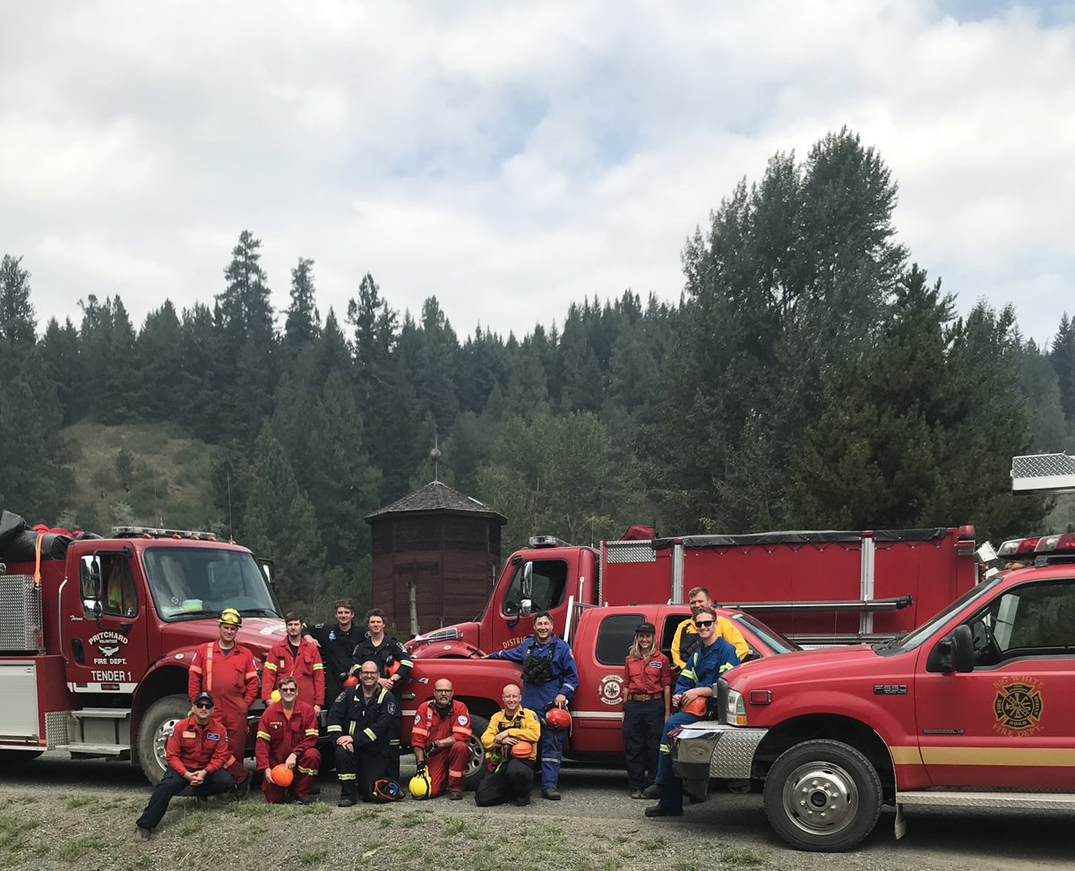 Coquihalla Highway (#BCHwy5) on August 15, 2021. IMTs provide overall structure for wildfire situations, and will coordinate resources across the complex strategically to meet objectives. This photo shows BC Wildfire Service personnel with structural protection crews from the...