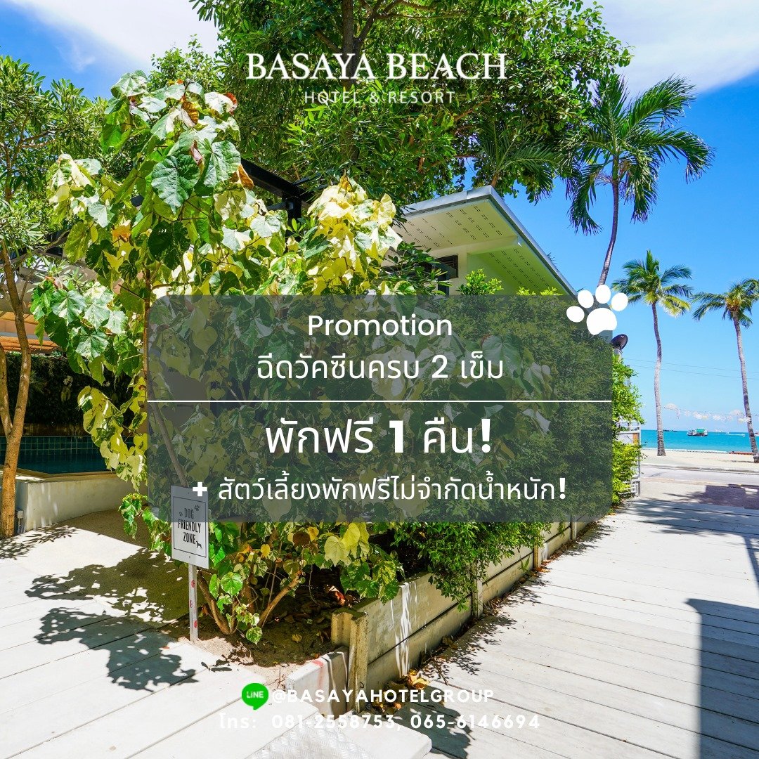 ใครหาพูลวิลล่าริมทะเลพักแก้เบื่อราคาไม่แพง พี่แนะนำ Basaya resort ที่พัทยากลางตอนนี้มีโปรคืนละ  1999  บาทรวมอาหารเช้าแล้ว สัตว์เลี้ยงพักฟรีด้วย
พิเศาตอนนี้ถ้าใครฉีดวัคซีนแล้วพัก 3 คืนขึ้นไปคืนที่ 4 พักฟรี
ห้องดี น่ารัก สระขนาดโอเค เดินข้ามถนนไปทะเลได้เลย
โทรจองที่ 038 420 016