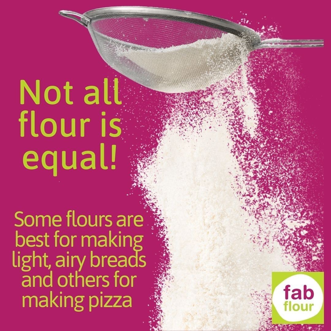 FABflour's tweet image. Flour isn't one size fits all! Some flour is better suited to baking light and airy loaves of bread, whilst others are perfect for pizza. Farmers grow different varieties of wheat with different protein levels, so that bakers can use the most suitable flour for their products!