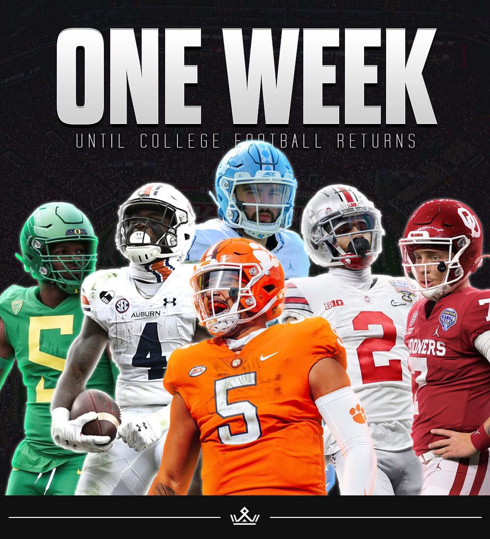 CFBKings's tweet photo. ONE MORE WEEK.
#CFBCountdown https://t.co/vyiJQx4X26