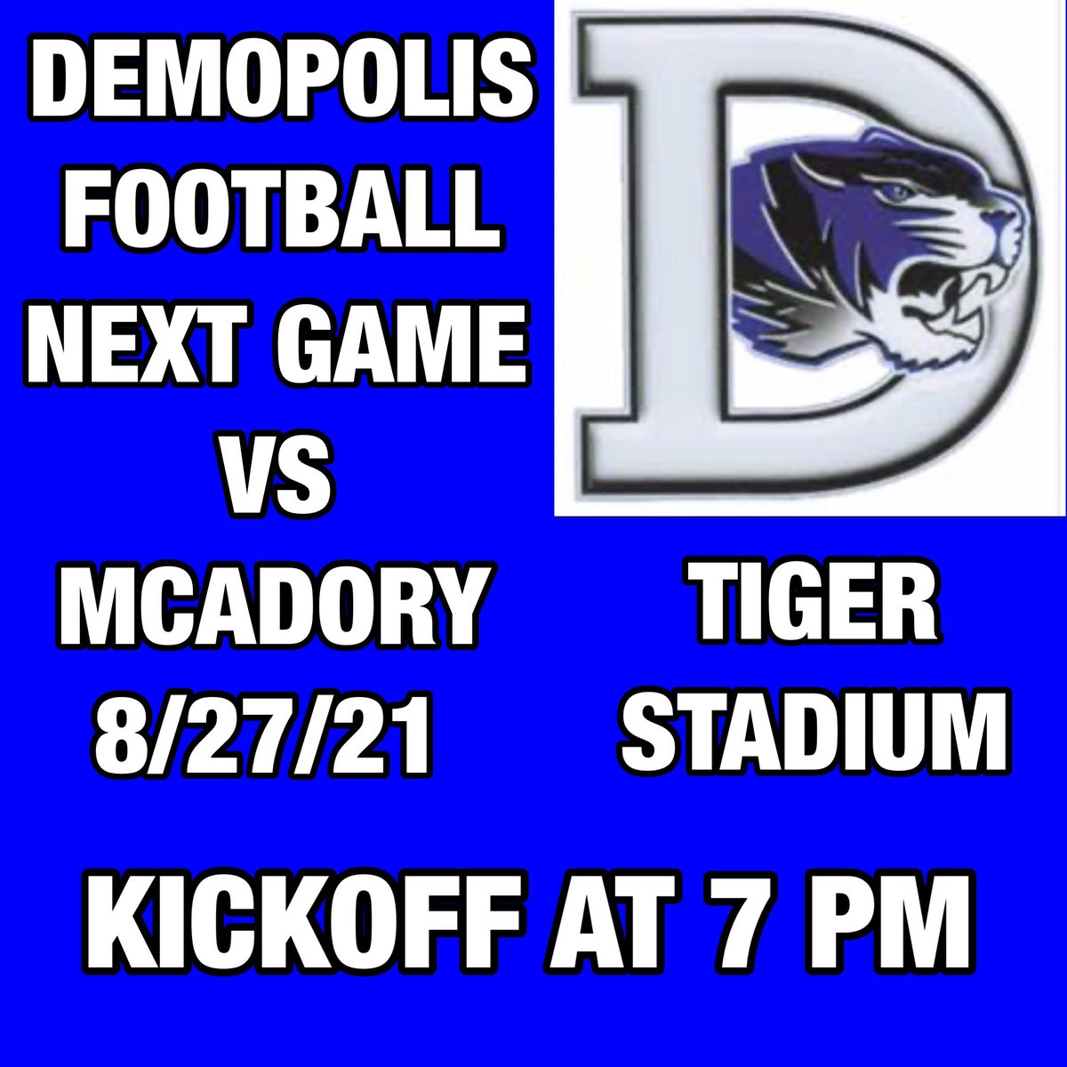 demopstats's tweet photo. Demopolis Football falls to Calera in the season opener. The Tigers kept things close throughout the game, but could not overcome the Calera offense. Demopolis will play McAdory next week in the first home game of the year. https://t.co/enN7Xfdui5