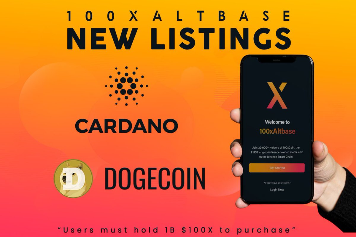 AltbaseApp's tweet photo. Today is FILLED with good news! 🔥

#100xAltbase just listed $DOGE and $ADA and they are now available for purchase using a credit/debit card!
💳📲

Users must hold at least 1B #100X to purchase! 🤝 https://t.co/MbNttD4z2H