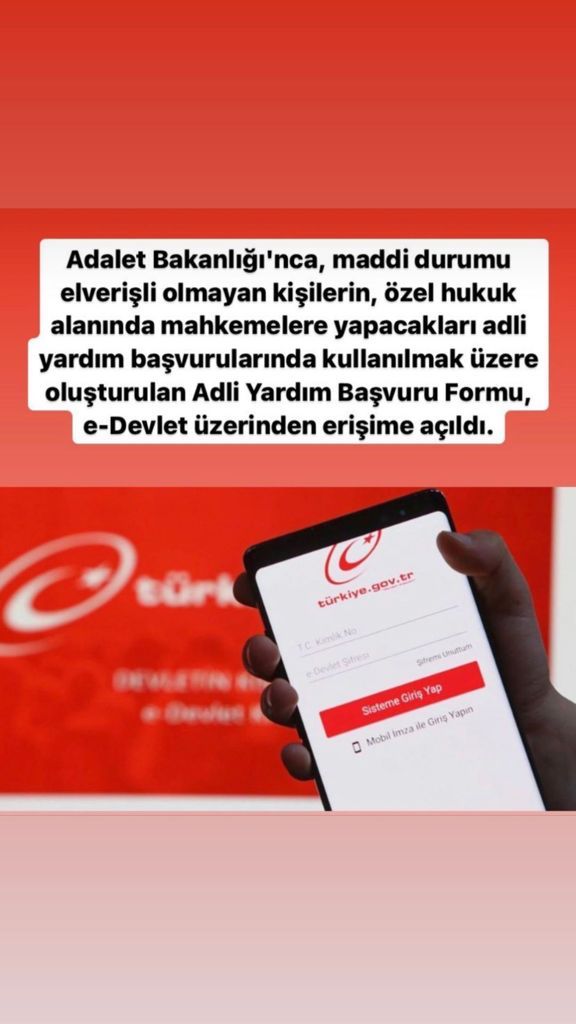 Adli Yardım Başvuru Formu, E-devlet üzerinden erişime açıldı.

basin.adalet.gov.tr/adli-yardim-ba…