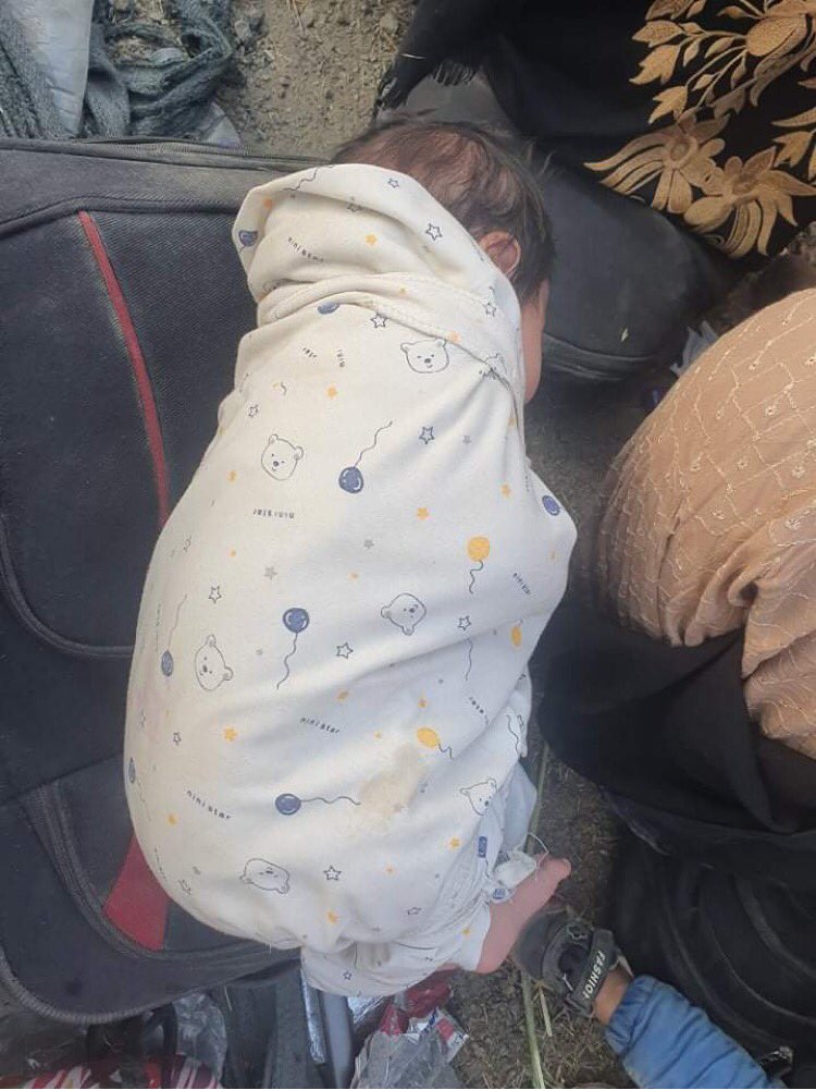 Desperate situation outside main gate of Kabul airport. My friend worked on <a href="/StateDept/">Department of State</a> funded-program is stranded with family (3yr old daughter; 6 week old son). Can't get in, can't get out. No food water toilet for 45 hours. Need immediate action to save #Afghans