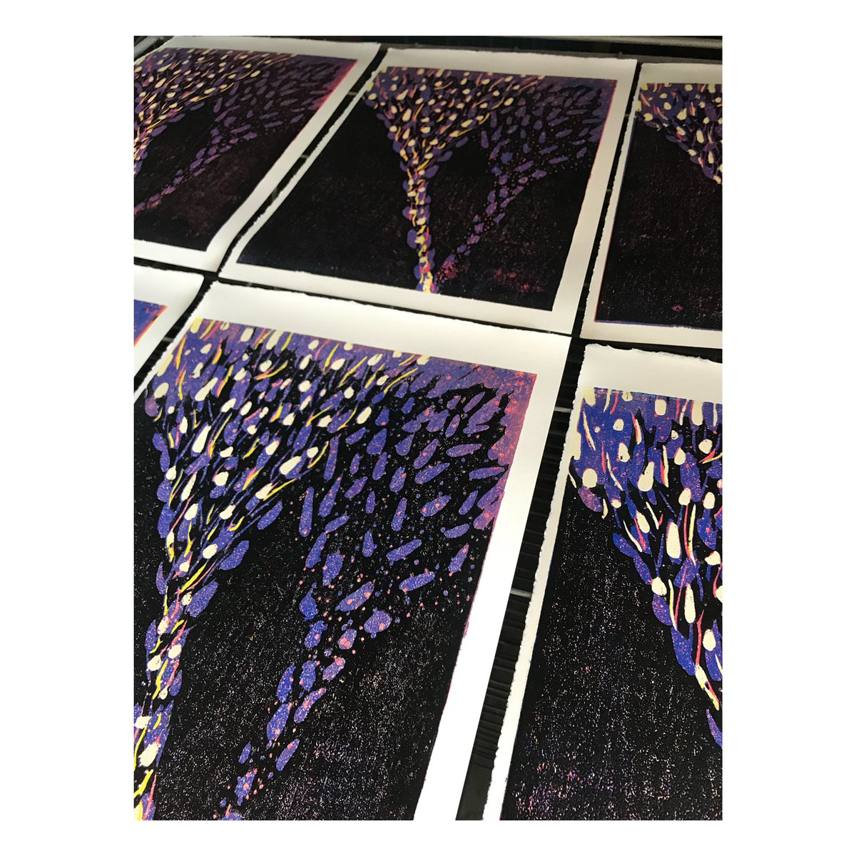 5 block reduction print - ‘Song of Sabine’, 2019. #woodcut