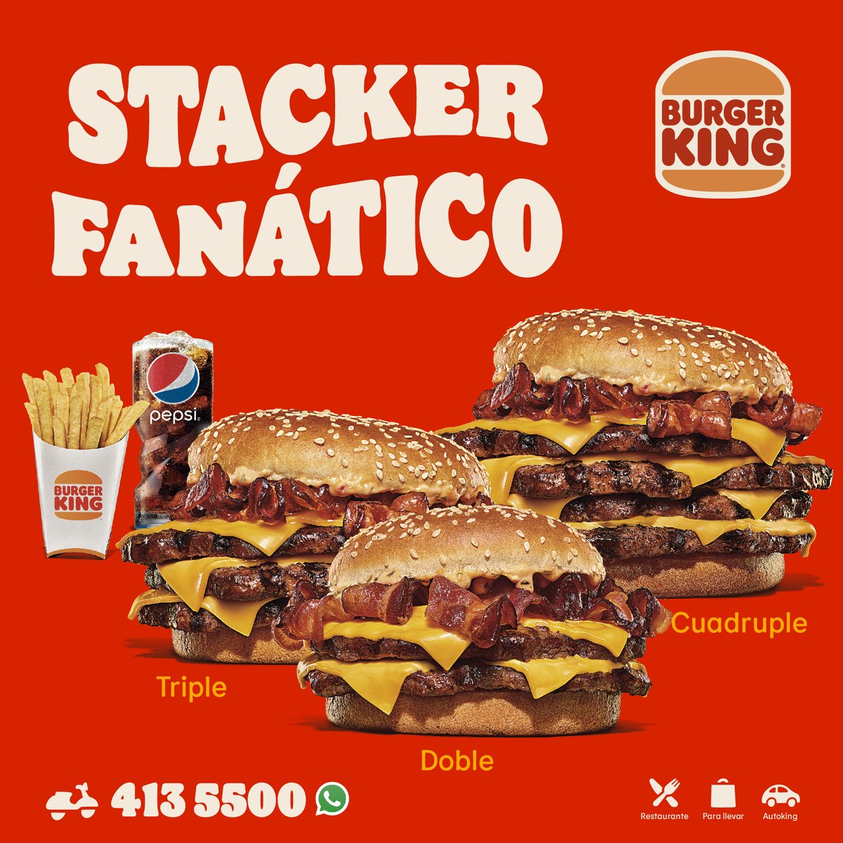 ¡STACKER FANÁTICO! 🤤

Disfrutála Doble, Triple o Cuádruple con nuestra deliciosa salsa Stacker 😍😉

Válido para Restaurantes, Autoking y Delivery 🙌🏼

#ComoVosQuerés