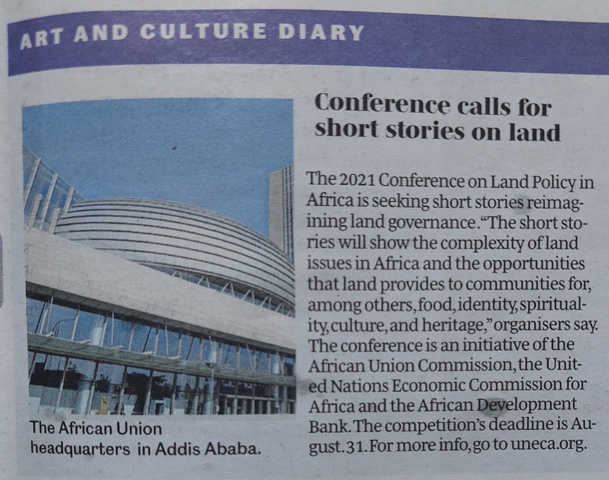 Ibrahim Mwathane (@mwathane) on Twitter photo 4th Conference on Land Policy in Africa: Call for short stories on land
<a href="/ILCAfrique/">ILCAfrica</a> <a href="/NELGA_AU/">NELGA</a> <a href="/KUJ_Kenya/">Kenya Union of Journalists</a> <a href="/PLAASuwc/">PLAAS</a> <a href="/isk_kenya/">The Institution of Surveyors of Kenya</a> <a href="/ECA_OFFICIAL/">ECA</a> <a href="/_AfricanUnion/">African Union</a> <a href="/AfDB_Group/">African Development Bank Group</a> 4th Conference on Land Policy in Africa: Call for short stories on land
<a href="/ILCAfrique/">ILCAfrica</a> <a href="/NELGA_AU/">NELGA</a> <a href="/KUJ_Kenya/">Kenya Union of Journalists</a> <a href="/PLAASuwc/">PLAAS</a> <a href="/isk_kenya/">The Institution of Surveyors of Kenya</a> <a href="/ECA_OFFICIAL/">ECA</a> <a href="/_AfricanUnion/">African Union</a> <a href="/AfDB_Group/">African Development Bank Group</a>