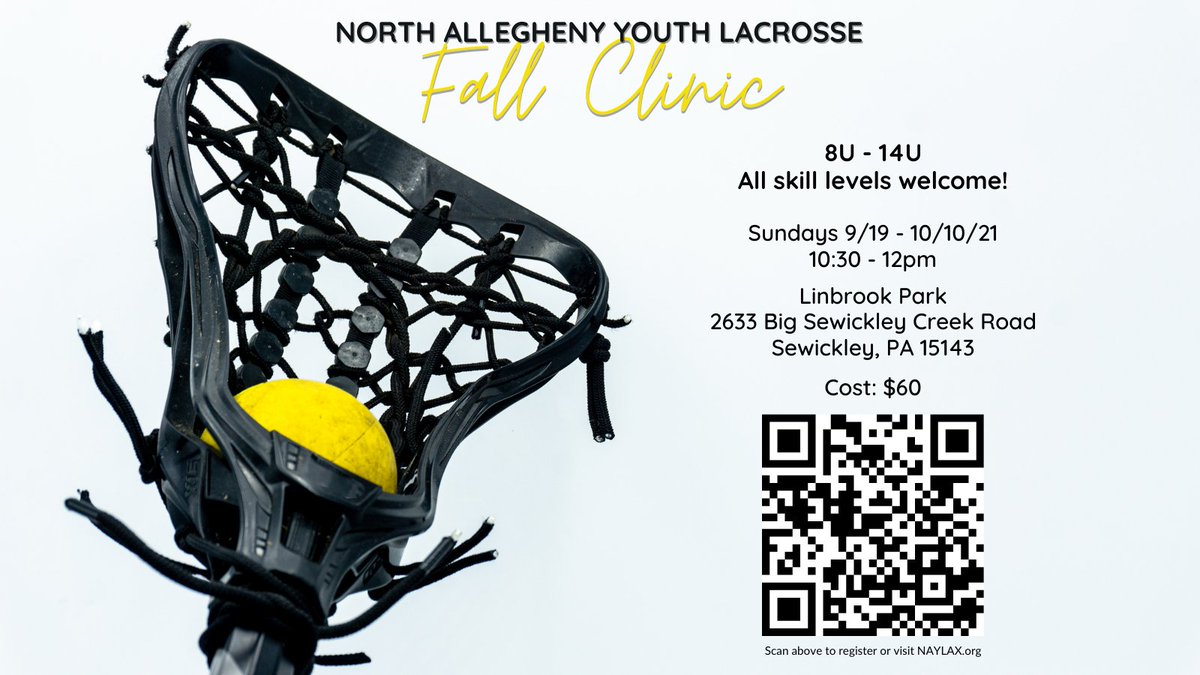Register today for our 2021 Fall Clinic!  We are excited to open this opportunity for all ages 8U - 14U, and all skill levels. This is a great opportunity to try the game, or keep your skills fresh in the offseason if you are an experienced player. ow.ly/s5xj50FVxeh