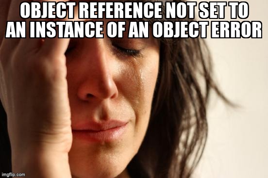 overflow_meme's tweet image. Object reference not set to an instance of an object error stackoverflow.com/questions/7176… #radcontrols #querystring #aspdotnet