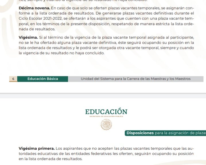 CervsJuan's tweet photo. @wenmunoz @wenmunoz buen dia lic.  una duda, en caso de que solo haya vacantes temporales y la tomamos y después se generan plazas definitivas se nos ofrecera. Cómo lo dice la disposición 19. De la sig imagen. https://t.co/UclajzcsRG