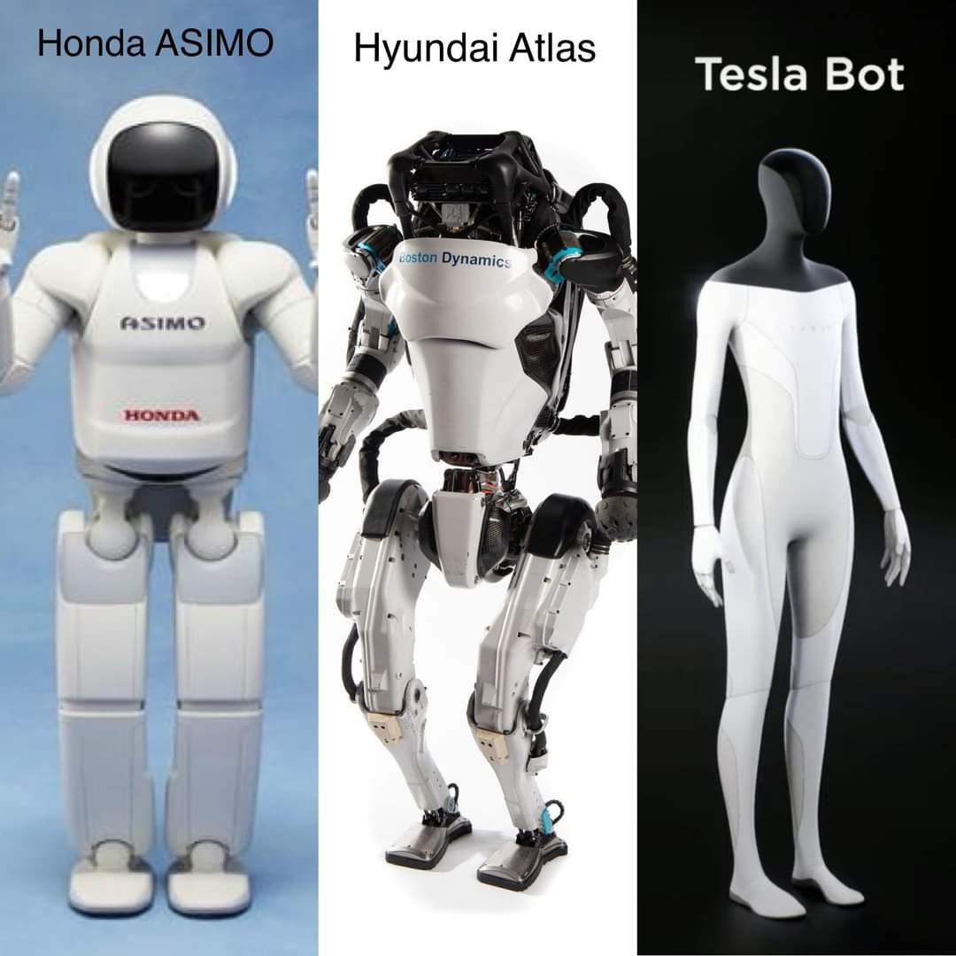 ayotundeolaiya's tweet photo. This looks like evolution of bots to me. #AI @Tesla #Hyundai_Atlas #Honda_Asimo #Tesla_bot @Teslarati https://t.co/PdVOBzP7Vh