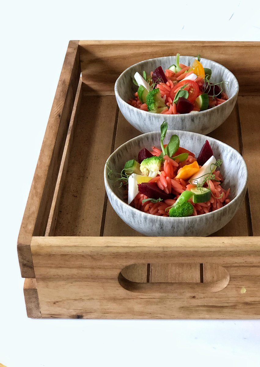 Beetroot orzo pasta salad .