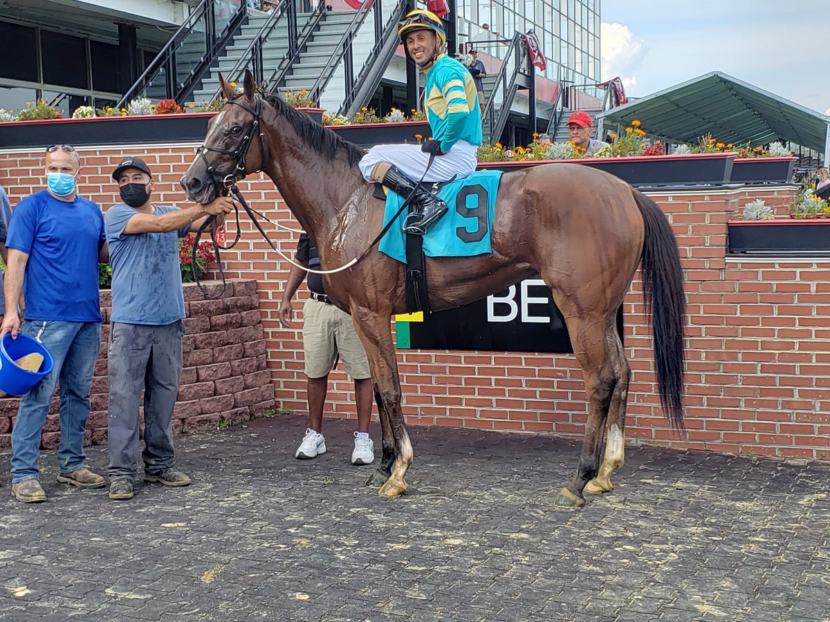 Kiss the Girl and <a href="/VCarrasco28/">Victor R. Carrasco</a> got the money for <a href="/trombetta_mike/">Trombetta Stables</a> in the All Brandy <a href="/PimlicoRC/">Pimlico</a>