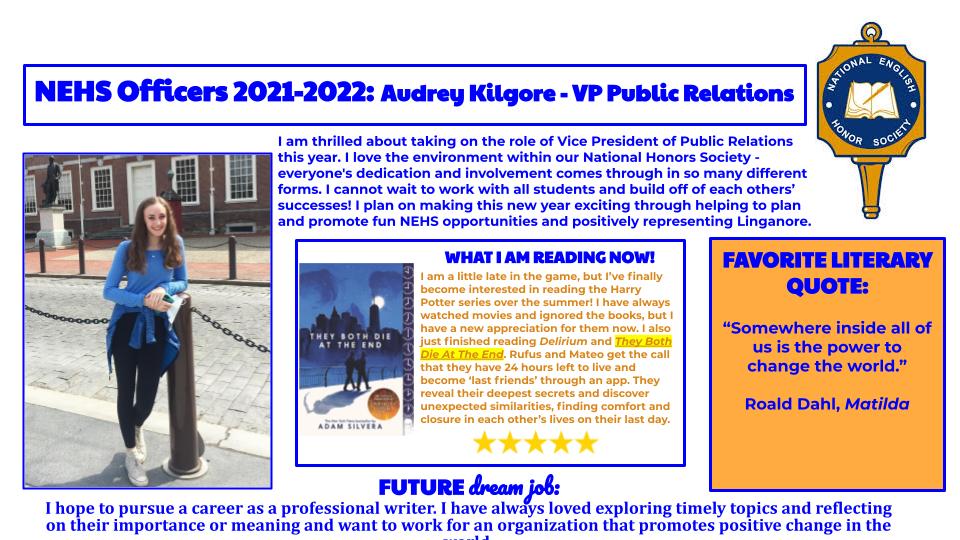 LinganoreNEHS's tweet photo. Our Vice President of Public Relations for the 2021-2022 school year is Audrey Kilgore! Welcome to the team, Audrey!!📢
@NEHSXpress @LHSJournalism @Hanlon_FCPS @FCPSMaryland @kilgore_audrey #NEHS https://t.co/MjgZQl2Xkq