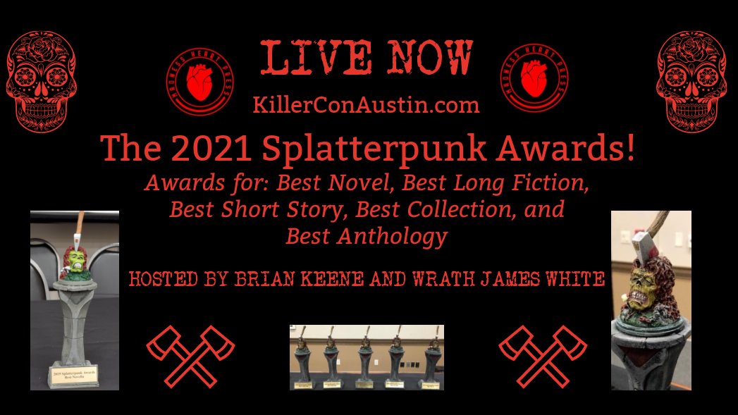 MHP_Horror's tweet image. It's ♪finally time♪! #KillerCon2021 is about to present this year's #SplatterpunkAwards, honoring extreme and hardcore #horror! Awards include Best Novel, Best Long Fiction, Best Short Story, Best Collection, and Best Anthology! Join us: killerconaustin.com #Splatterpunk
