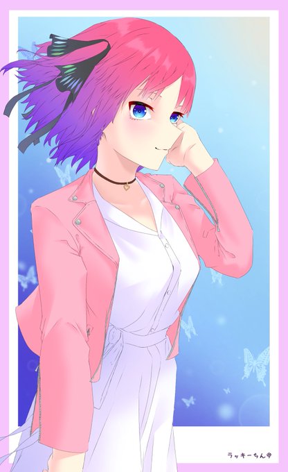 ラッキーちん🍀🏴‍☠️さんがTwitterに投稿した中野二乃(五等分の花嫁)のイラスト。