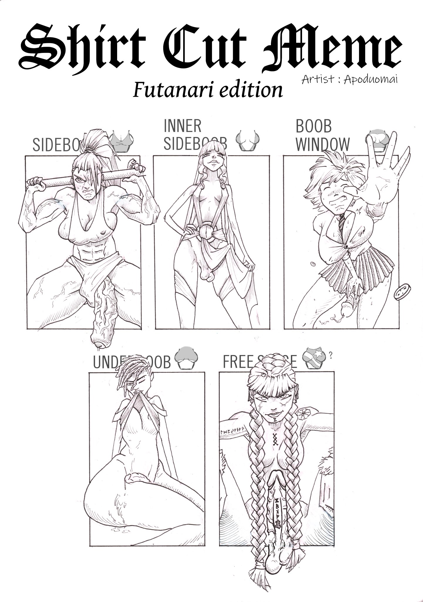 🔞Apoduomai (open commissions, DM me) on X: Shirt Cut Meme : futanari  edition Which one is your favourite? Tell me in the comments👇 Rough  version also in the comments #nsfw #hentai #shirtcutmeme #