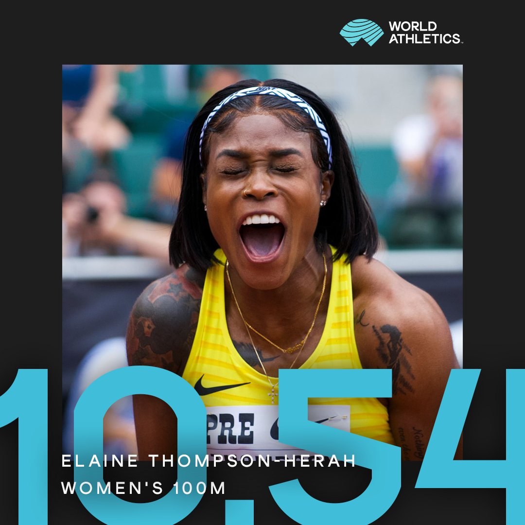 1⃣0⃣.5⃣4⃣ for @FastElaine ‼️ ✅ 2nd fastest time in history ✅ World Lead ✅ National Record ✅ @Diamond_League Record ✅ #EugeneDL Record ✅ Personal Best HOW 👏 ABOUT 👏 THAT 👏