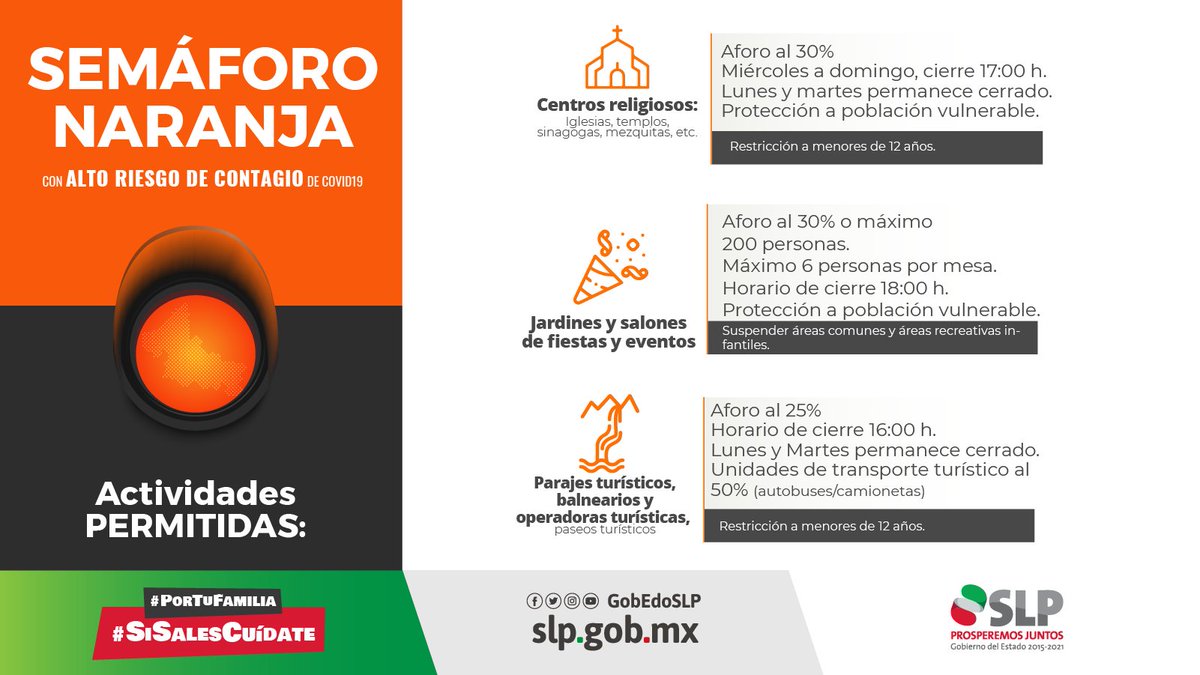 GobEdoSLP's tweet photo. ‼️ATENCIÓN‼️
🟠 A partir del lunes 23 de agosto, implementaremos nuevas medidas restrictivas en todo el estado para ayudar a frenar los contagios de COVID-19.
Consulta la información completa en el enlace: https://t.co/SXahrWfTEp
Recuerda el uso de cubrebocas es OBLIGATORIO 😷. https://t.co/NJC9v09int