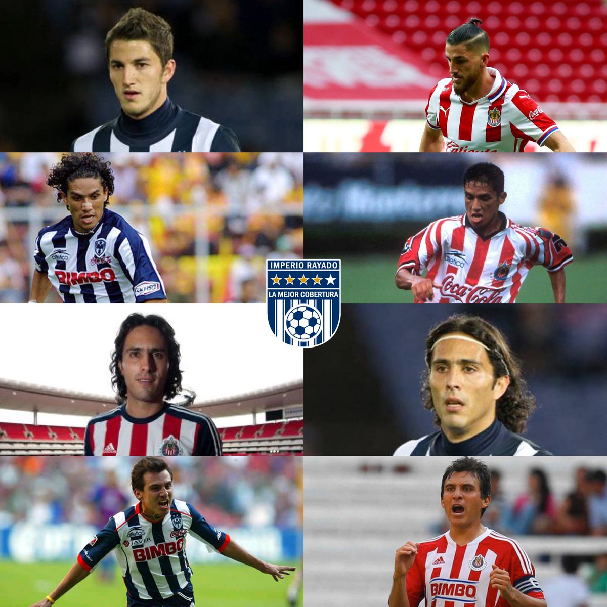 RayadoImperio's tweet photo. ¡VISTIERON AMBAS RAYAS!😱

Hiram Mier, Kabrito Arellano, Aldo de Nigris y Luis Pérez son algunos de los jugadores que han vestido la camisa de Rayados como de Chivas.

¿Recuerdas algún otro histórico que haya vestido ambos colores?🤔 https://t.co/EA2KG9XUTO
