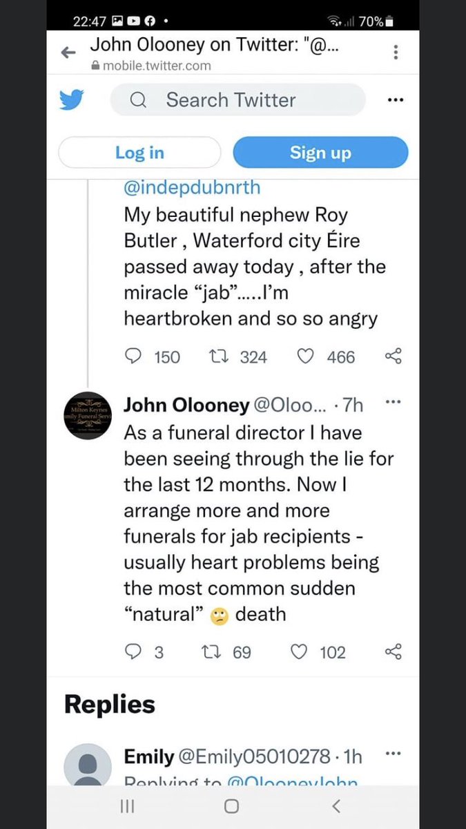 nobodyshares's tweet photo. Please report this fake a/c @OlooneyJohn 

He’s pretending to be a funeral director from Milton Keynes(John o’ looney)who was interviewed on BBC.
They’re using this guys name to give themselves some legitimacy to the vaccine conspiracy bs they are now spreading on here &amp; FB https://t.co/pXuZSNZz79