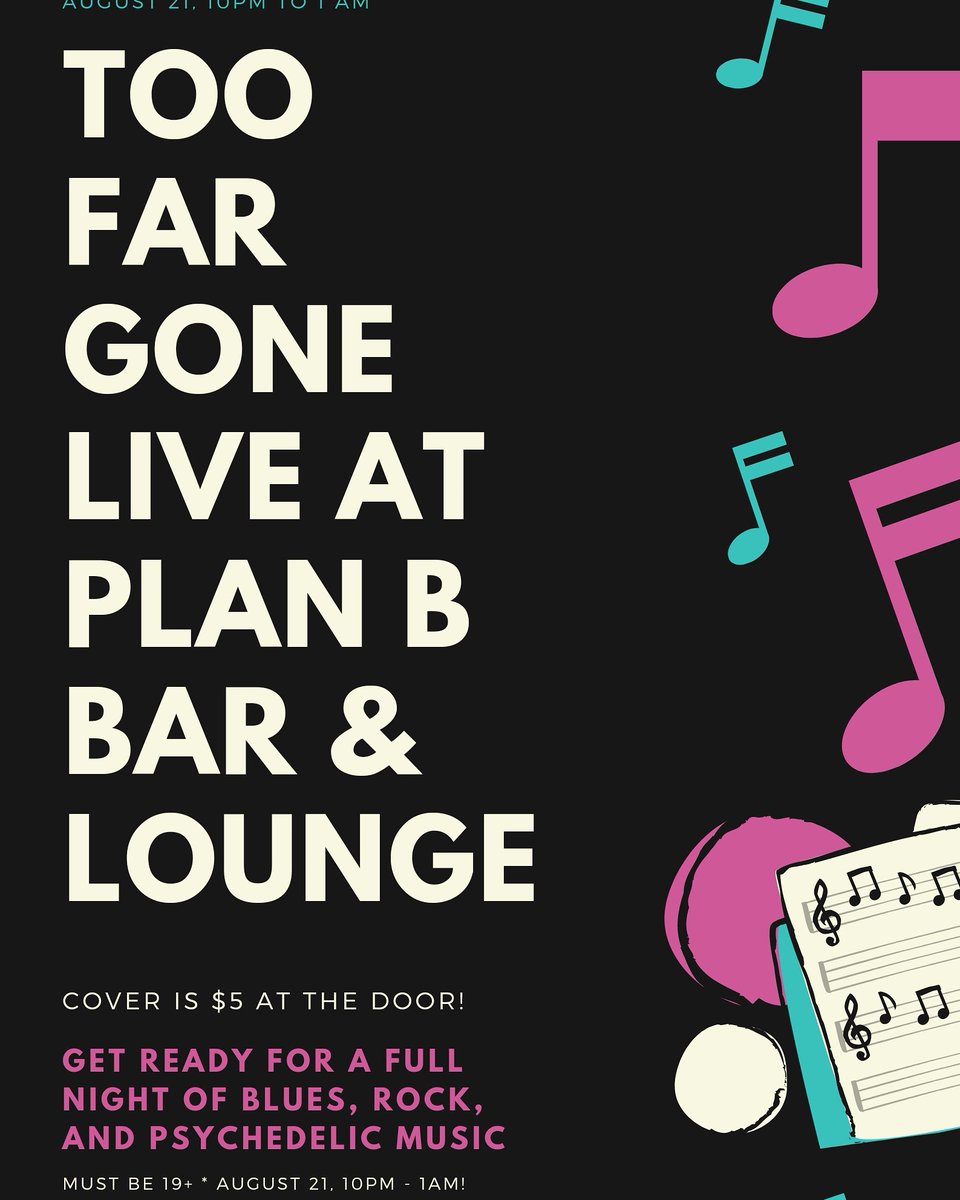 TooFarGone17's tweet photo. Tonights the night! If you're looking for something to do, pop down to Plan B Bar and Lounge at 10pm to hear some great tunes! #newfoundland #music #rock #blues #newfie @NLLiveEvents https://t.co/FiJVCannTT