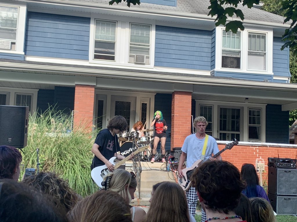 I made it 7 hours at Porchrokr, a new PR. Saw so much great music. Here’s the band Detention — they drew a crowd so big it literally shut down the entire street.