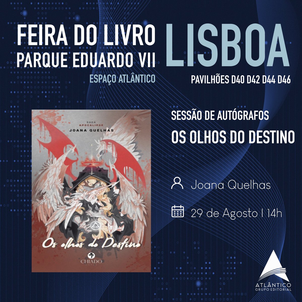 Mirytie's tweet photo. Ansiosa para conhecer novos leitores e escritores #feiradolivrodelisboa #JoanaQuelhas #OsOlhosdoDestino #ChiadoEditora #SagaApocalipse @Chiado_Editora @FLivroLisboa https://t.co/o7nLIVcJ2R