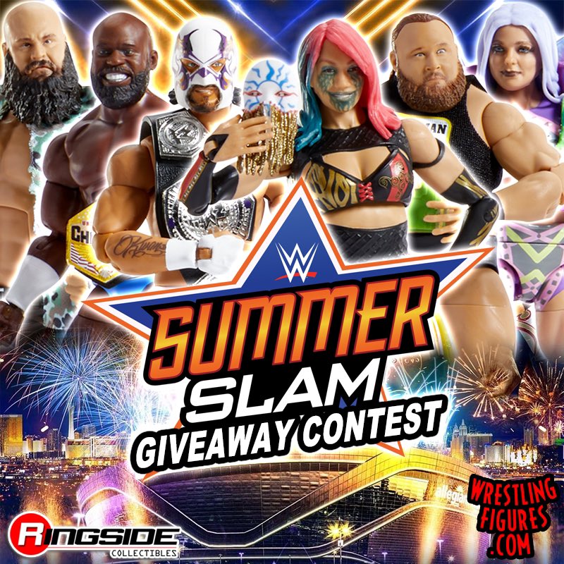 #SUMMERSLAM GIVEAWAY!

Win a complete set of #Mattel #WWE #Elite87!

Feat #CandiceLeRae #Asuka #SantosEscobar #Otis #BraunStrowman &amp; #ApolloCrews!

To enter:
-Follow <a href="/RingsideC/">Ringside Collectibles</a> 
-Like &amp; retweet THIS tweet
-Reply tagging 3 friends &amp; let us know if you’re #TeamCena or #TeamReigns
