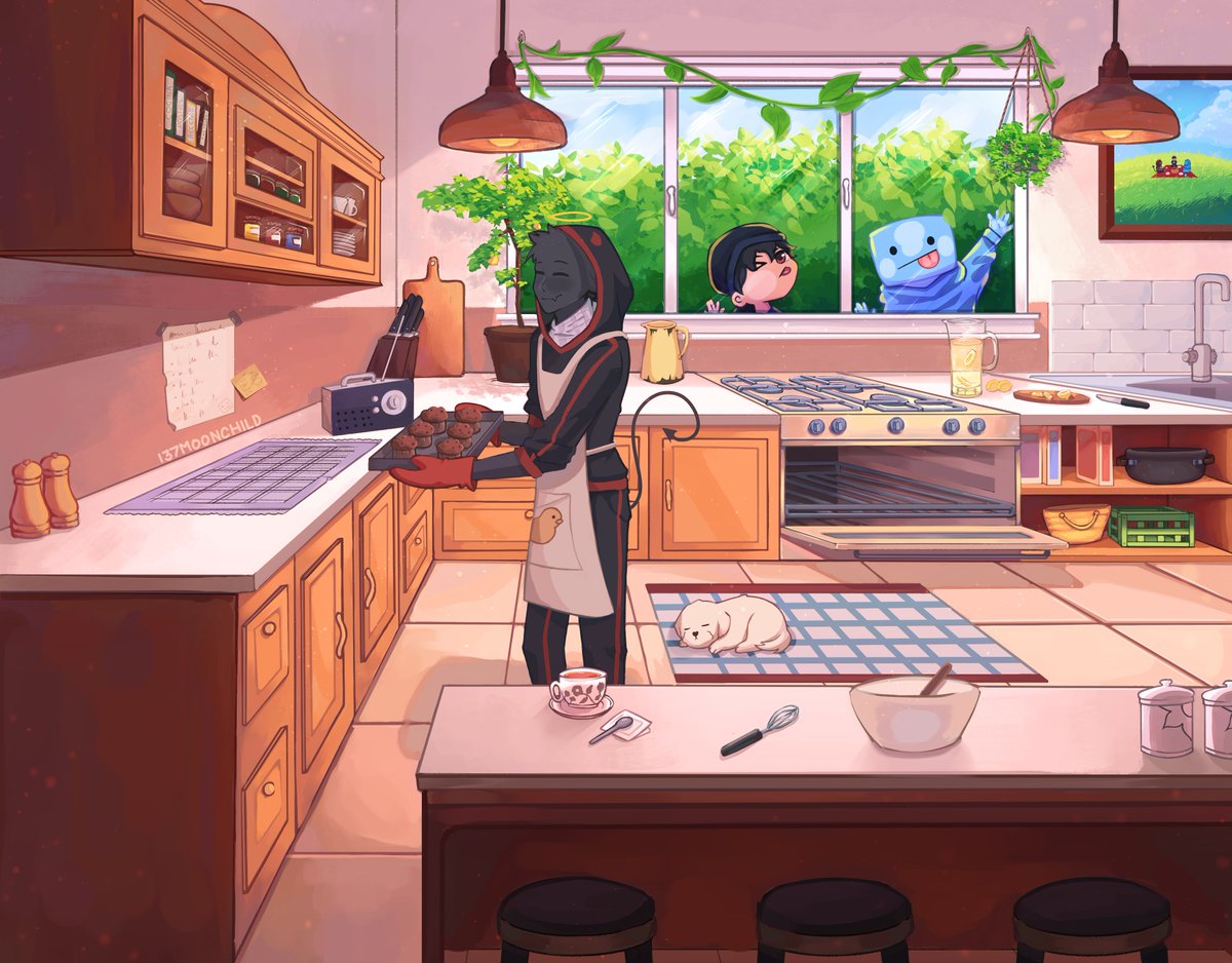137Moonchild's tweet photo. Just a guy baking muffins, but someone wants to join him owo.

#badboyhalofanart #skeppyfanart #quackityfanart https://t.co/BedhUYL1Ww