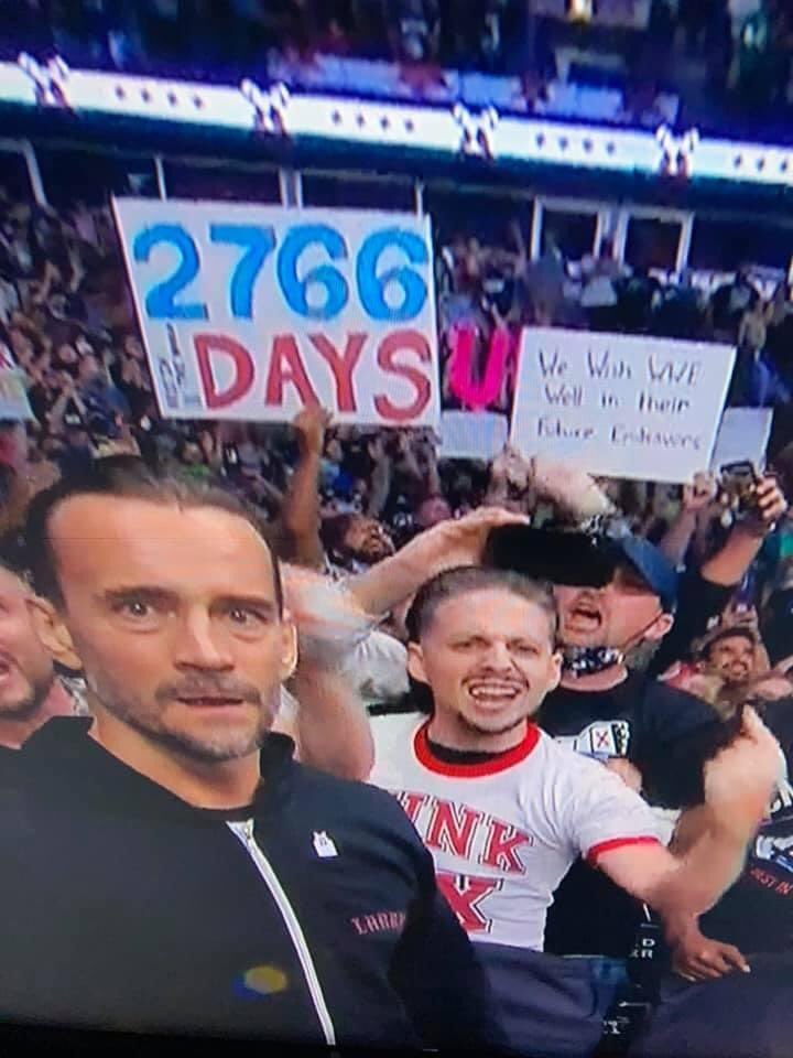 justindraymer's tweet image. That sign in the back lol #CMPunk #CMPunkisAllElite #AEWRampage