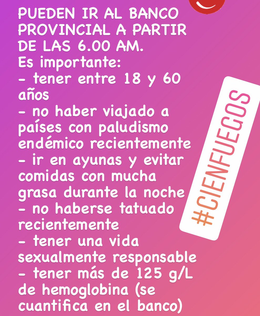 SE HACE NECESARIO QUE LOS CIENFUEGUEROS QUE SE ENCUENTREN APTOS DONEN SU SANGRE 🩸 
HAY PACIENTES QUE LO NECESITAN.
TODO EL QUE PUEDA QUE DIVULGUE ESTA NOTA. 
GRACIAS 🙏🏾
#Cienfuegos #Cuba <a href="/radiocienfuegos/">Radio Ciudad del Mar</a> #DonaSangre