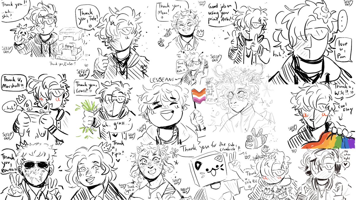 all the doodles I've made so far for people who subbed/gifted subs during the subathon :D https://t.co/7kAfxLpf6l 