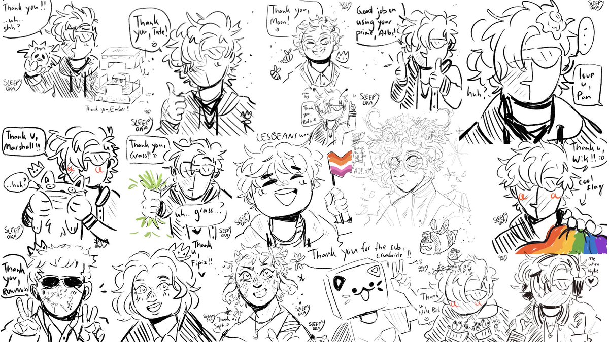 all the doodles I've made so far for people who subbed/gifted subs during the subathon :D https://t.co/7kAfxLpf6l