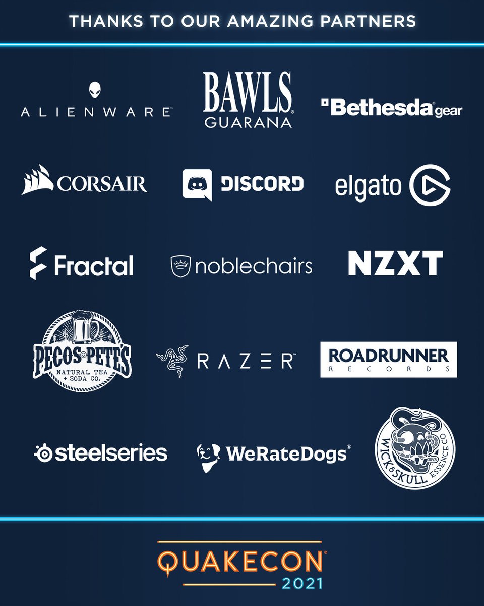 Image showing our many partners who supported QuakeCon 2021!